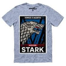 Hombre Game of Trones house stark gris claro M