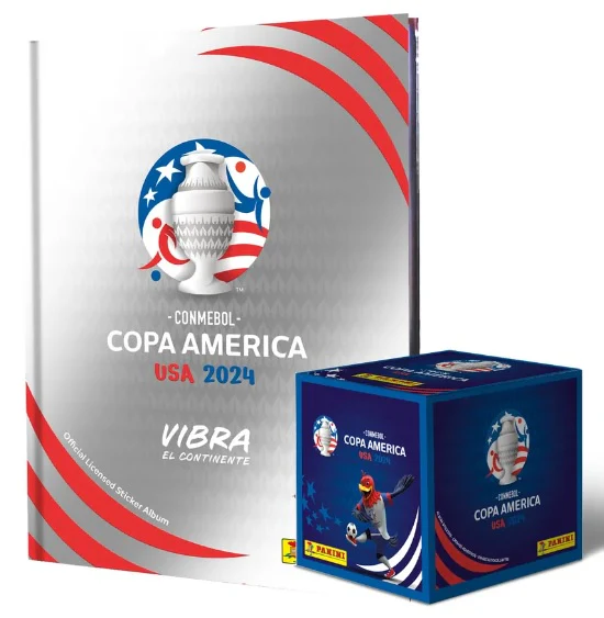 ALBUM PASTA DURA PLATINUM COPA AMERICA 2024MAS UNCA CAJA CON 50 SOBRES DE ESTAMPAS