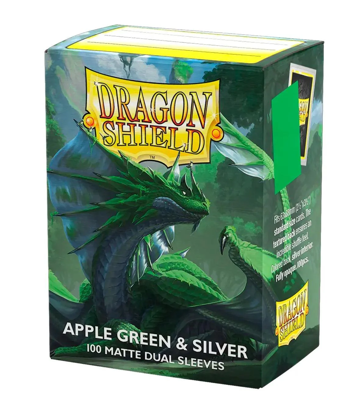 DRAGON SHIELD SLEEVES STANDARD DUAL MATTE APPLE GREEN & SILVER (100 CT.) - Image 3