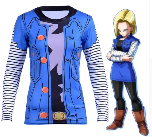 Playera Manga Larga Licra Androide 18 G