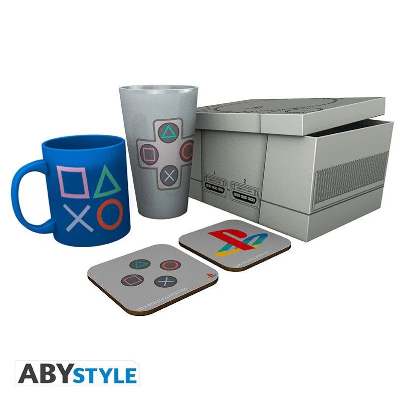 PLAYSTATION - Classic Logo Gift Set (14 oz Glass, Mug, & Coasters)